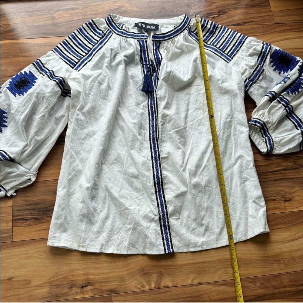 Style mafia boho embroidered blouse L - Picture 4 of 6